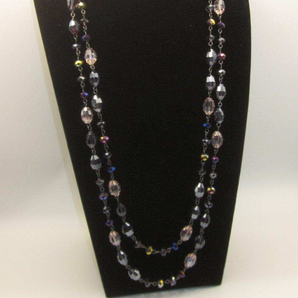 Joan Rivers Purple Glass Beaded Necklace Extra Long